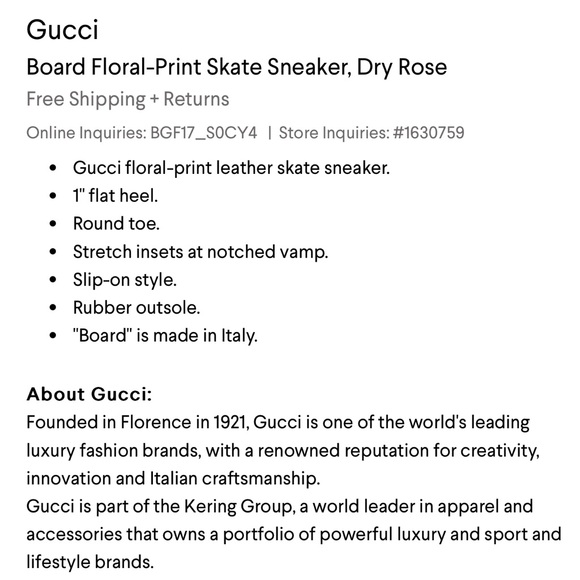 GUCCI DRY ROSE BOARD FLORAL PRINT LEATHER SLIP ON SKATE SNEAKERS - Picture 2 of 15